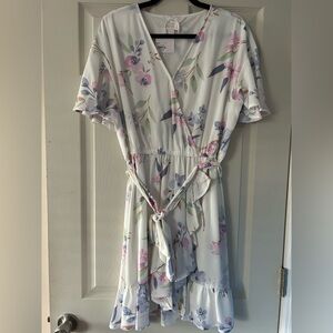 LC Lauren Conrad Floral Mini Dress - Cream and Pastels